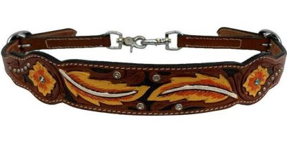 Hand Painted Floral & Feather Design wither strap