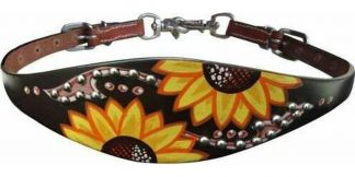 Sale 20% Off Hand Painted Wither Strap With A Sunflower And Brown Script Design.