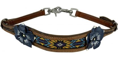 Hand painted 3D Flower wither strap with beaded center