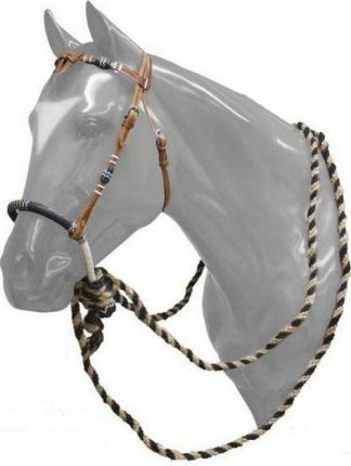 Sale 20% Off Leather Futurity Knot Headstall With Rawhide Braided Bosal And Horse Hair Mecate Reins
