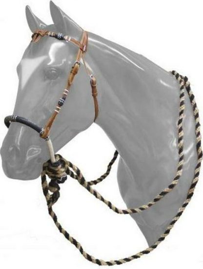 Sale 20% Off Leather Futurity Knot Headstall With Rawhide Braided Bosal And Horse Hair Mecate Reins