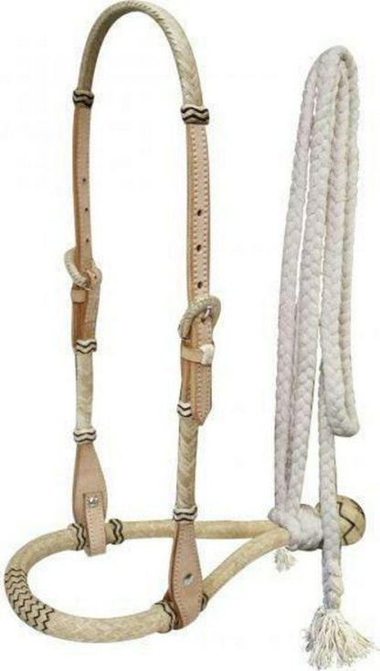 Sale 20% Off Leather Rawhide Braided Show Bosal With Cotton Mecate Reins - Image 2