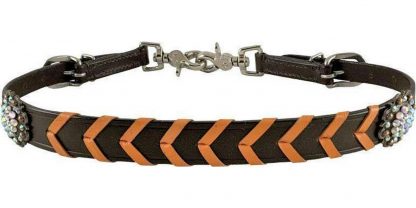 Leather wither strap with colorful rawhide lacing - Image 3