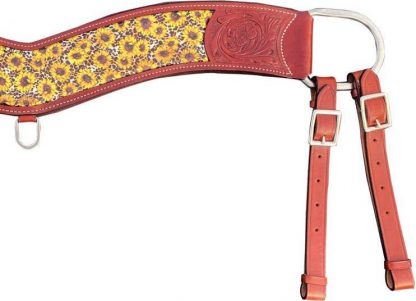 Medium Leather Printed Sunflower and Cheetah print inlay tripping collar - Image 2