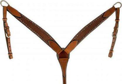Medium Oil Argentina cow leather basket tooled breastcollar