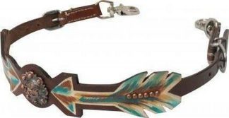 Sale 20% Off Medium Leather Wither Strap With Painted Arrows And Praying Cowboy Concho.