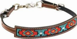 Sale 20% Off Medium Leather Wither Strap With Beaded Inlay.
