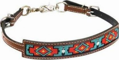Sale 20% Off Medium Leather Wither Strap With Beaded Inlay.