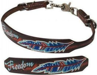 Sale 20% Off Medium Leather Wither Strap With Painted   Freedom  Design.