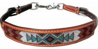 Sale 20% Off Medium Leather Wither Strap With Navajo Design Inlay.