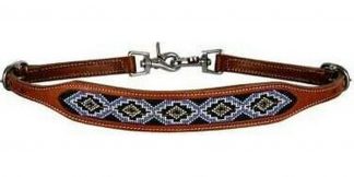 Sale 20% Off Medium Leather Wither Strap With Periwinkle Beaded Inlay.