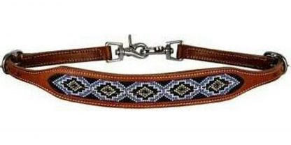 Sale 20% Off Medium Leather Wither Strap With Periwinkle Beaded Inlay.