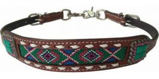 Sale 20% Off Medium Leather Wither Strap Beaded Navaho Design Inlay With Concho Accent.