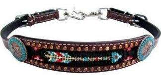 Sale 20% Off Medium Leather Wither Strap With Arrow Beaded Inlay.
