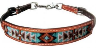 Sale 20% Off Medium Leather Wither Strap With Navajo Design Inlay.