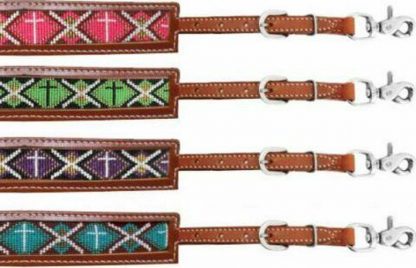 Sale 20% Off Medium Leather Wither Strap With Beaded Inlay.