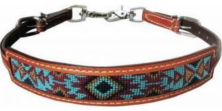 Sale 20% Off Medium Leather Wither Strap With Navajo Design Inlay.