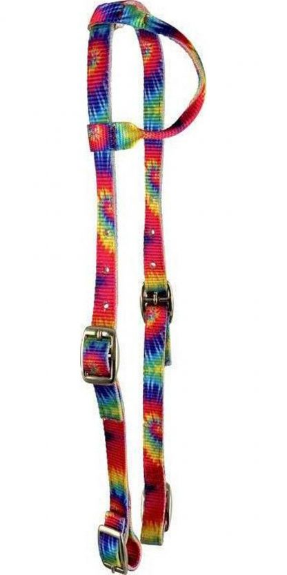 Multi Color Tie Dye Nylon One Ear Headstall