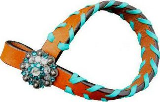 Sale 20% Off Teal Buckstitch Leather Tie Down Keeper