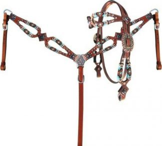 Sale 20% Off Turquoise And Orange Beaded Brow Band Headstall Breast Collar Reins Set