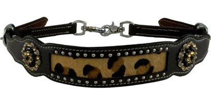 Wither strap with hair on cheetah inlay and bling conchos