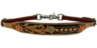Sale 20% Off Wither Strap With Metallic Floral Paint Design, Accented With Copper Beads.