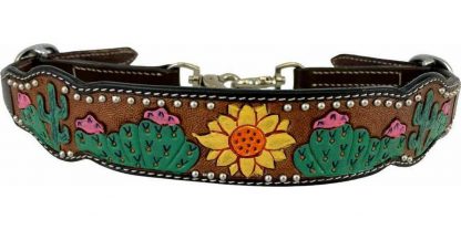 Wither strap with painted sunflower and cactus design