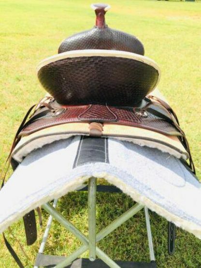Two Tone 15.5 16.5 17.5  18.5  Ranch Hard Seat Saddle Guaranteed Tree - Image 6