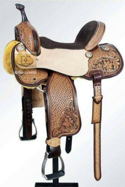 Western Leather Horse Saddle Barrel Racing Trail Pleasure Tack Set 10 Inch To 18