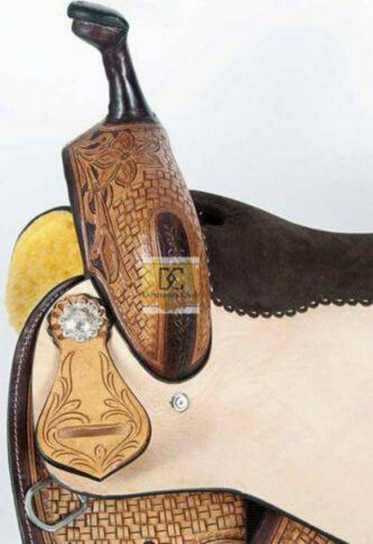 Western Leather Horse Saddle Barrel Racing Trail Pleasure Tack Set 10 Inch To 18 - Image 3