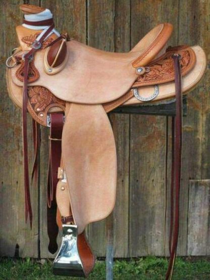 Western Leather Saddle Wade Western Horse Saddle Tack Size ( 14 In To 18 In ) - Image 2
