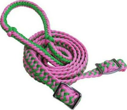 Braided Nylon Barrel Reins With Easy Grip Knots. - Image 4