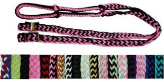 Braided Nylon Barrel Reins With Easy Grip Knots.